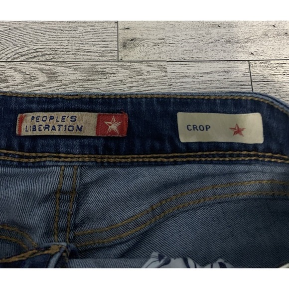 PEOPLES LIBERATION Crop Jeans‎ Size 7/8 Gem Embroidered - Picture 3 of 12